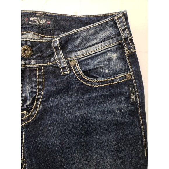 Silver Jeans & Co Suki Mid Straight Dark Wash Jeans Size W28 L34 Pre Owned - Picture 6 of 15